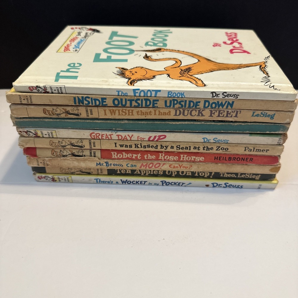 Dr Seuss Beginner Books Lot of 10 Cat in Hat Ten Apples Mr Brown Wocket 1961-74